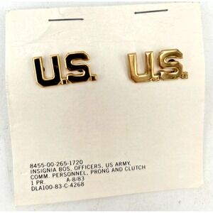 US Army Insignia BOS Officers Comm Personnel Prong Clutch Pin 8/83 NOS